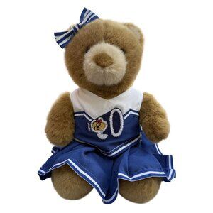 Build-A-Bear Cheerleader Teddy Bear Plush Blue White Outfit Bow 11" Stuffed Toy